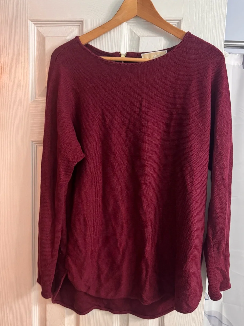 Michael Kors Long Sleeve Boatneck Top in Deep Burgundy